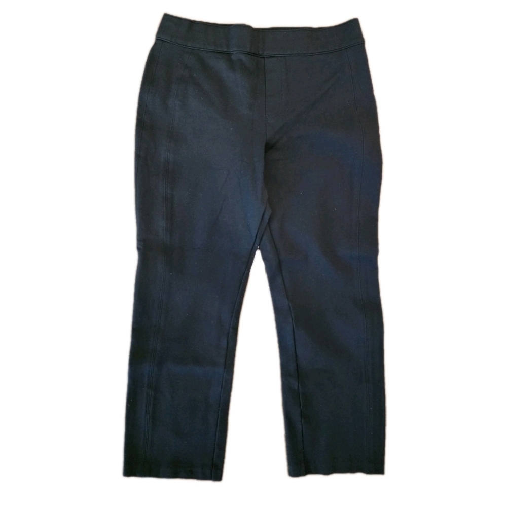 Spanx Woman’s Hi Rise Straight Leg Black Pants Pull on Size Large Petite  33163